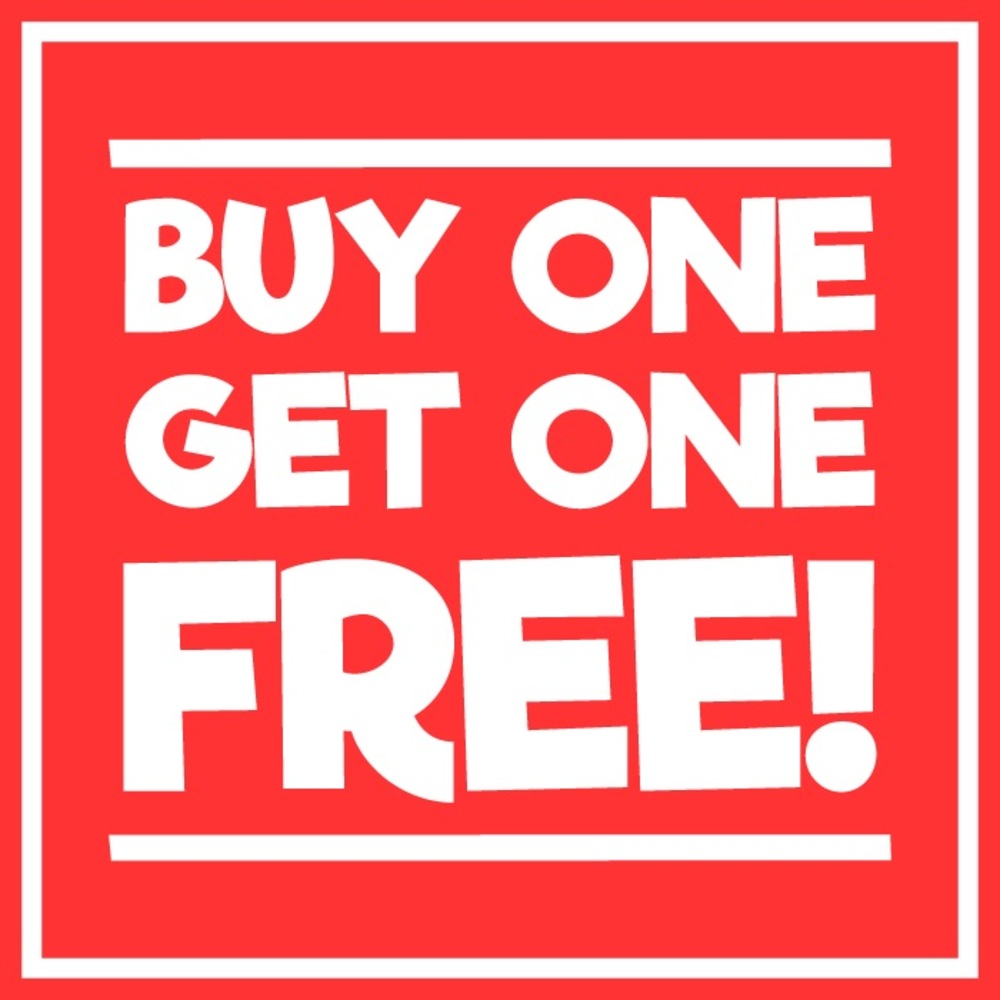 Buy one item get 2nd item (equal or less) Free!